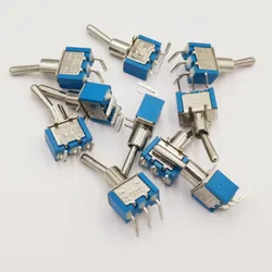 10PC  6A/250VAC on/on 2 Way SPDT Right Angle 3 Pins PCB Mount Toggle Switch