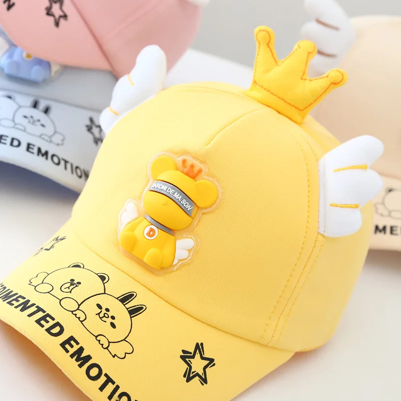 Spring Children Kids Cap Cartoon Crown Bear Baseball Caps Boys Girls Summer Sunshade Hat Baby Casual Dress Collocation Hats