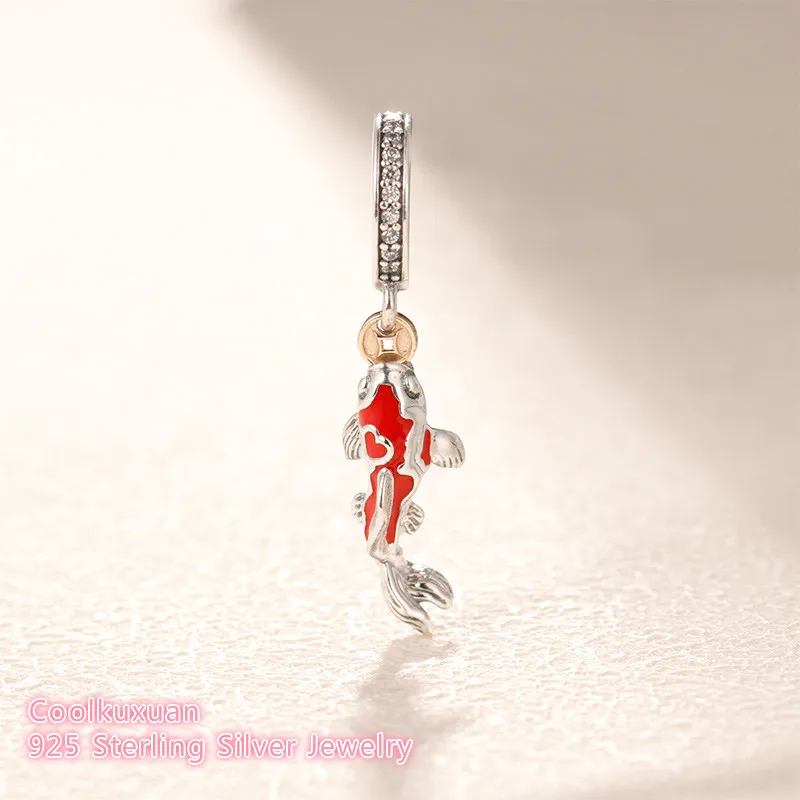 

Valentine's Day Original 100% 925 Sterling Silver Good Fortune Carp Charm beads Fit Pandora Charms Bracelet DIY jewelry