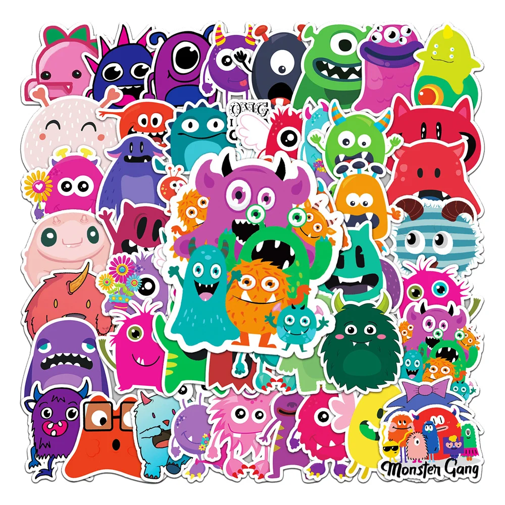 50pcs Little Monster Stickers For Notebooks Stationery Kscraft Vintage Cute Sticker Craft Supplies Scrapbooking Material