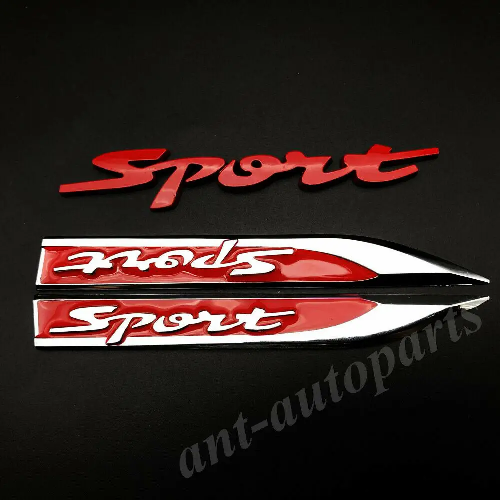 3x Logam Merah Mobil Sport Fender Lambang Rok Auto Lencana Bagasi Decals Stiker