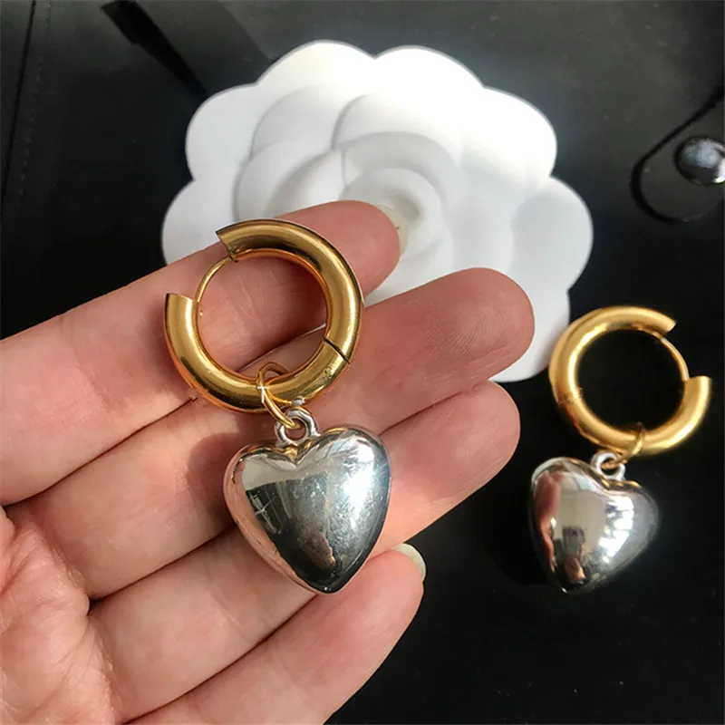 Kshmir 2023 Heart-shaped exaggerated pearl Earrings for women fashion metallic round earrings trendy jewelry gift