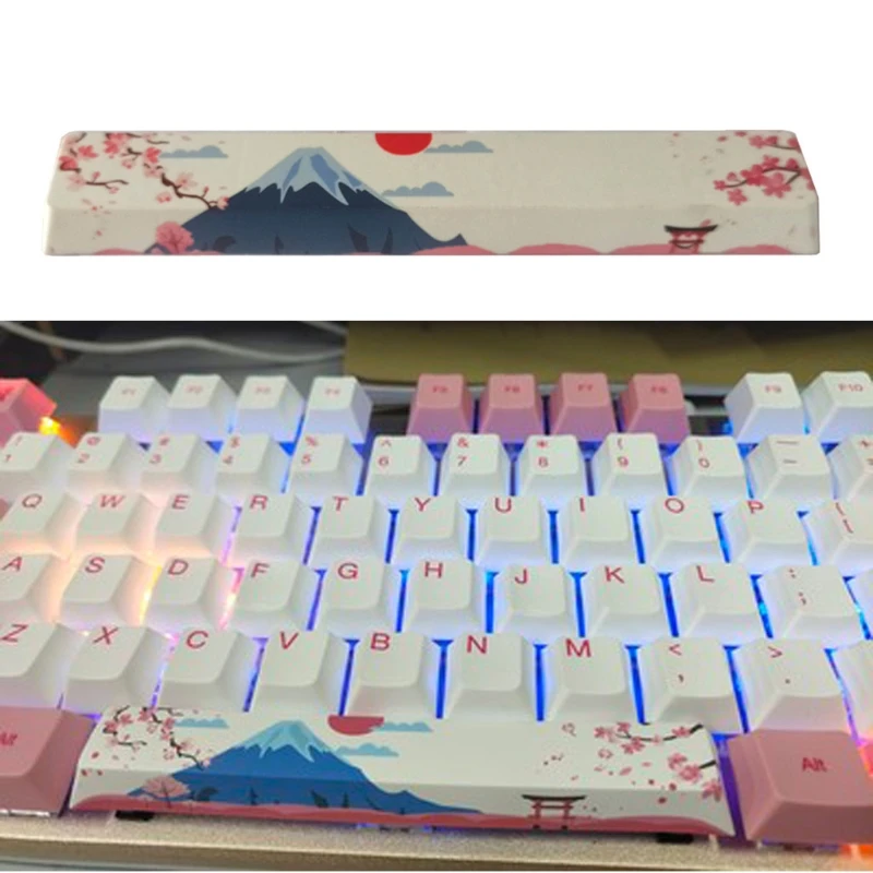 1Pc SpaceBar Keycap PBT Five Sides Dye-Subbed 6.25U Cherry Profile Space Bar Keycap for Keyboard gk61 gk64 for Mount Fuji