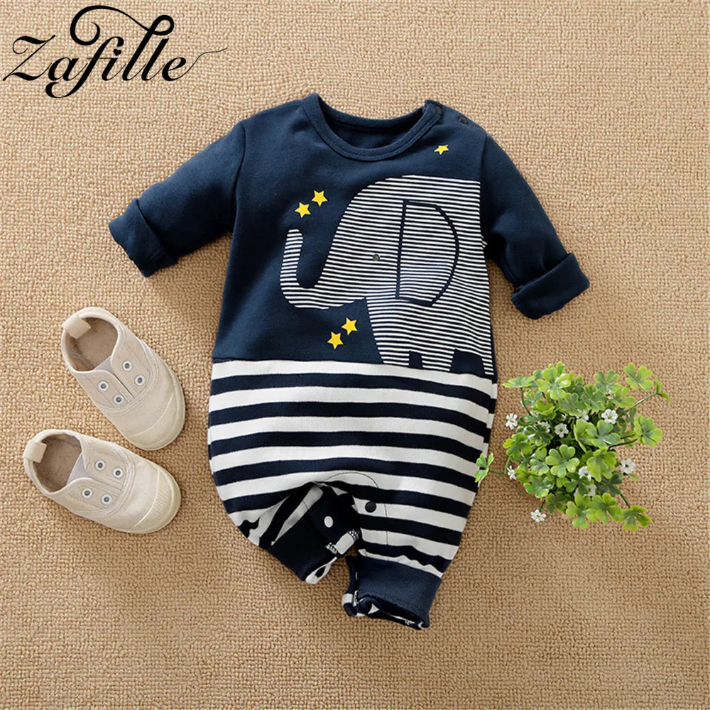 ZAFILLE Baby Boys Clothes Autumn Long Sleeve Elephant Sleepwear For Newborns Pajamas Cute Jumpsuit For Kids Infant Clothing