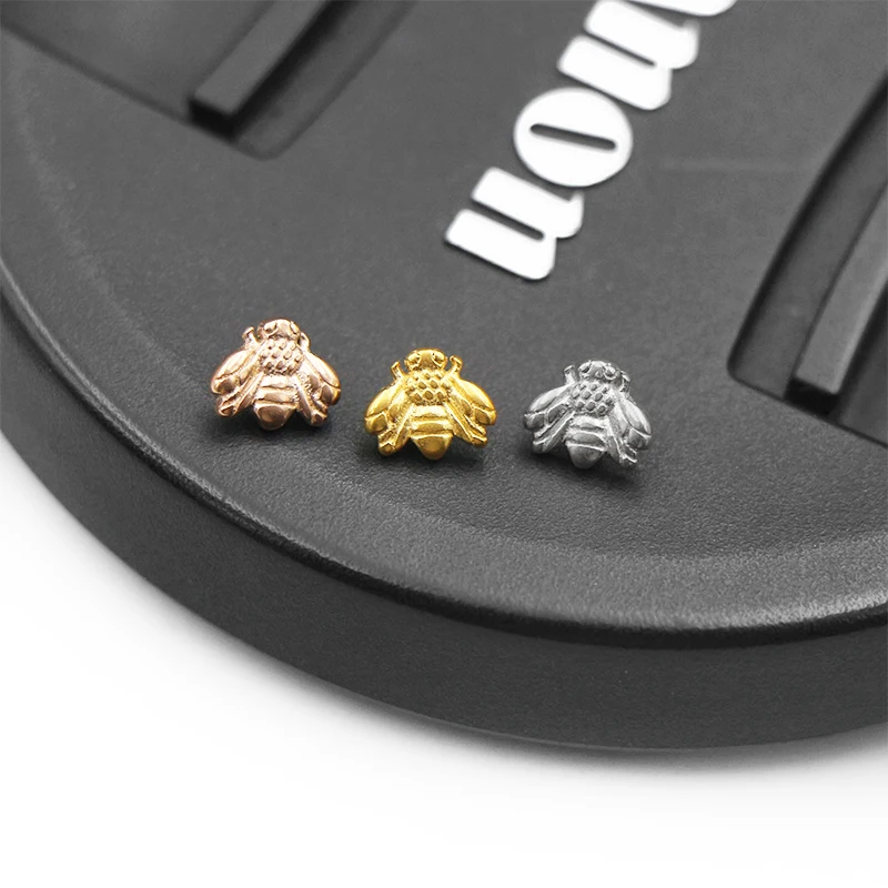 Cute Tiny Bee Labret Piercing Cartilage Earring Tragus Piercing Conch 316 Stainlesss Steel Internal Thread Body Jewelry