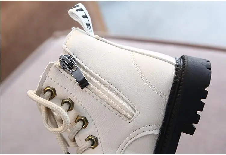 Bottes en cuir pelucheuses pour enfants, imperméables, chaudes, non lumineuses, garçons, filles, enfants, mode, automne, hiver, chaussures, 21-30,