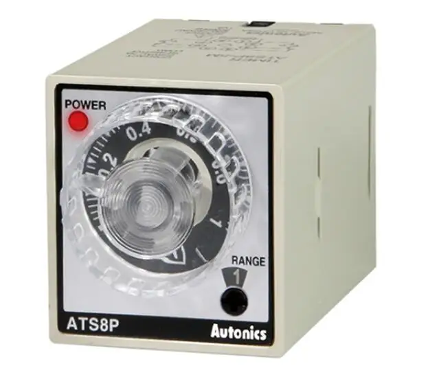 

ATS8P-5S Small Analog Timer, 8 Pin Plug Type, Power Off Delay, (0.1Sec~10Sec) 200-240VAC