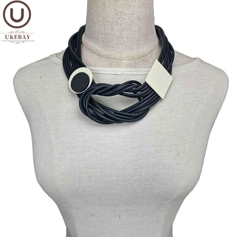 

UKEBAY New Choker Necklaces Wood Accessories Rubber Jewelry Women Short Sweater Chain Festival Party Gift Ethnic Necklace Choker