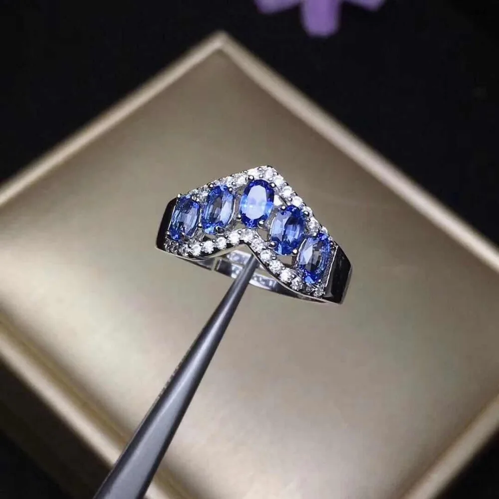 

925 Sterling Silver Dark Sapphire Ring For Gift Party Wedding September Birthstone Ring
