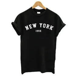 Donne Tshirt Abbigliamento New York 199x Stampe Di Moda 90s del fumetto di Kawaii Magliette E Camicette Delle Signore T-Shirt Nero Bianco T Shirt femme 2022