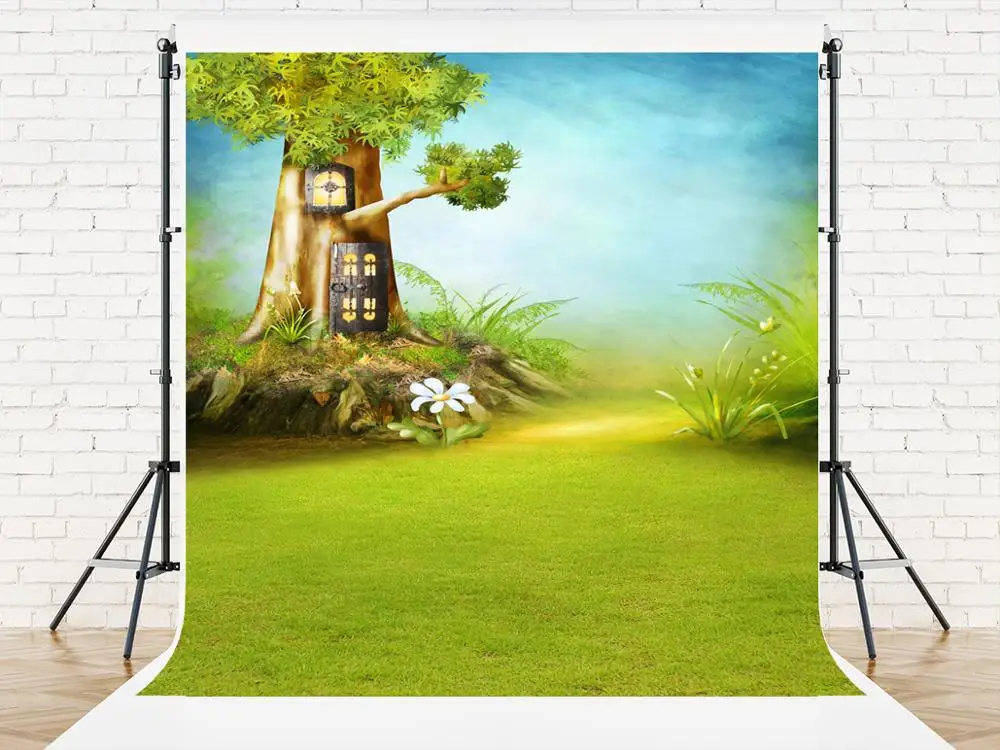 VinylBDS 200X300CM Fairy Tale Forest Photography Backdrop Green Grass Photo Background Scenery Studio Backdrop