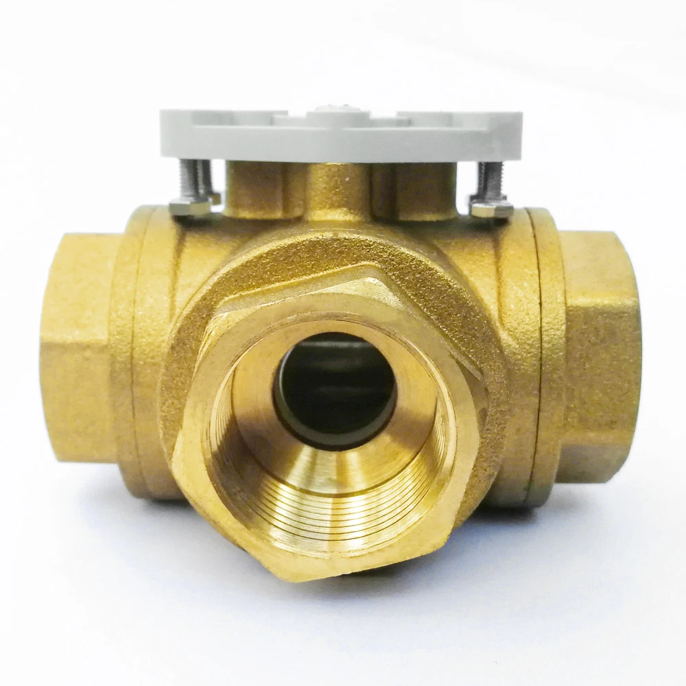 DN20 3 Way Brass valve T type bore with BSP thread used for motorized actuator