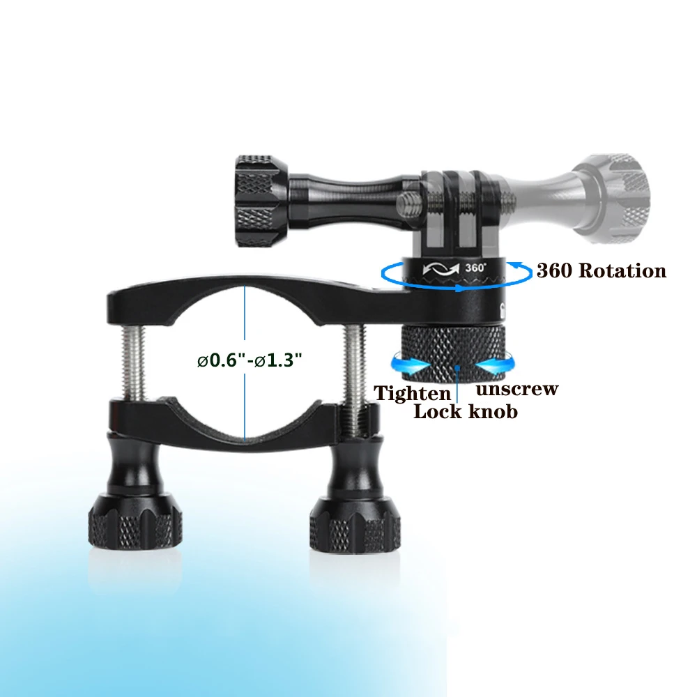 Bike Camera Holder Mount 360 Rotation CNC Aluminum Bicycle Motorcycle Handlebar 16-33mm Clip for Hero 9 8 7 6 5 Accessories