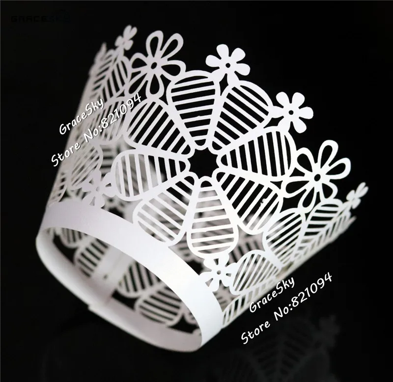 

50pcs free shipping Laser cut floret Wedding Cupcakes Wrappers Flower Baking Cake Wrappers Birthday Party Cake holder decoration