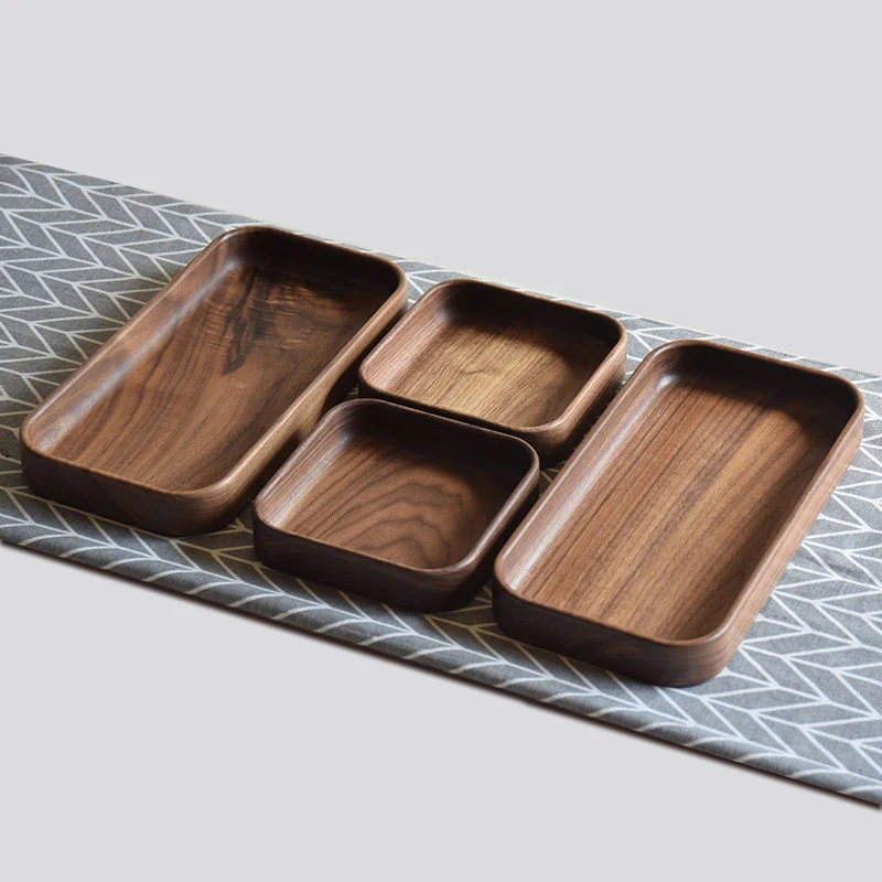 Black Walnut Wooden Fruit Plate, Dessert Dishes, Fruit Dessert Serving Tray, Sushi Plate, Wood Tableware, Rectangle