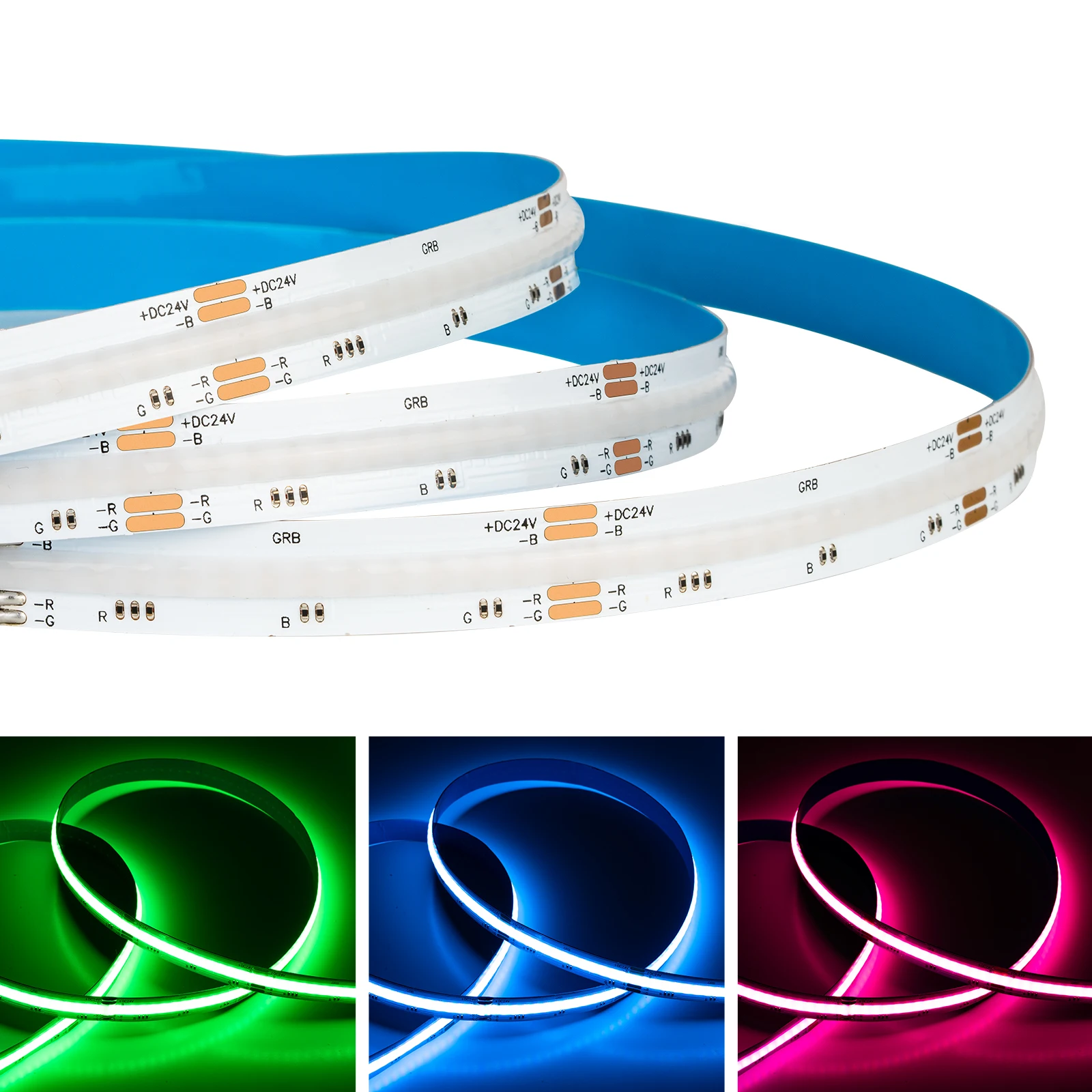 FCOB RGB RGBW LED Light Strip 12V 810 24V 840 896 LED Flexível FOB COB 10mm 4pin 12mm 5pin Luzes de alta densidade RA90 regulável