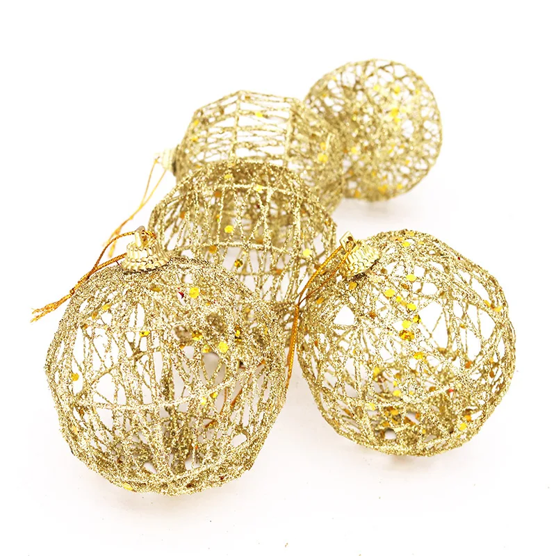 Hollow Round Christmas Decoration Ball, Simple Iron Ball, Window Decoration, 6cm, 6Pcs