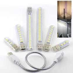 Mini linterna de libro portátil, luz nocturna, 5V, USB, blanco cálido, 8 led, 3 LED, 24 LED