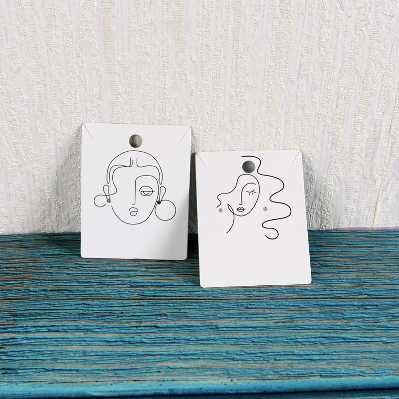 100Pcs/Lot 4.8x6.2cm Earrings and Necklaces Display Cards Cardboard Earring Packaging Card 400gsm Thick Paper Ear Studs Cards