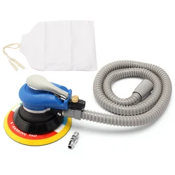 6 Inch 90PSI 150mm Pneumatic Sanding Machine Air Random Orbital Palm Sander for Pad Pneumatic Tool with Dust Collection Hose