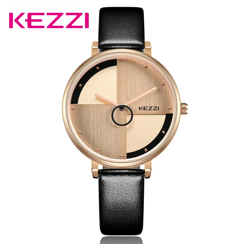 

KEZZI Men's Quartz Leather Watch Fashion Creative Circle Seconds Watches Simple Elegant Business Wristwatch Relogio Masculino