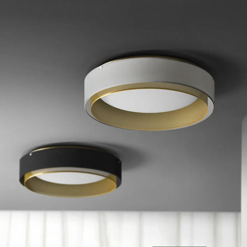 

Industrial Style Fabric Copper Led Ceiling Lights Vintage Net Circle Dining Table Light Bedroom Aisle Studio Light Fixtures