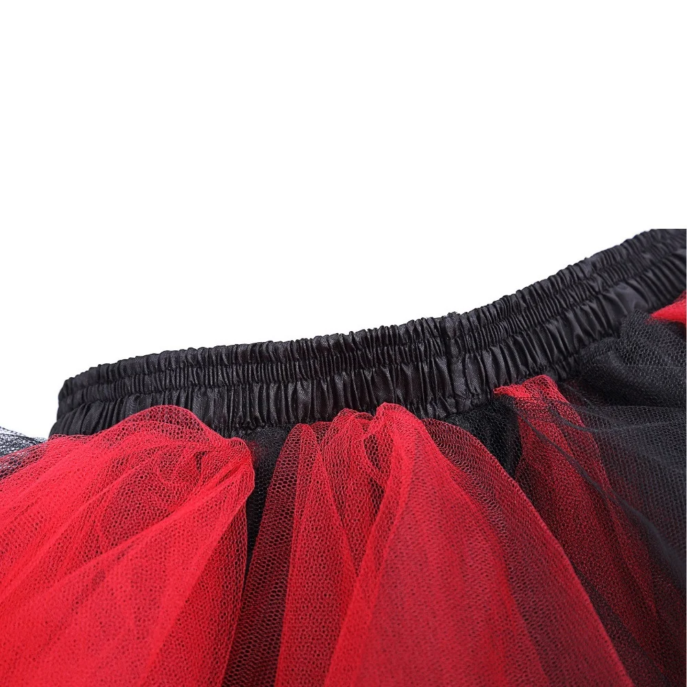 Sottogonne da sposa corte in tulle per sottogonna da sposa vintage Sottoveste in crinolina Abito da ballo gonfio Gonna tutu rockabilly Rosso Nero