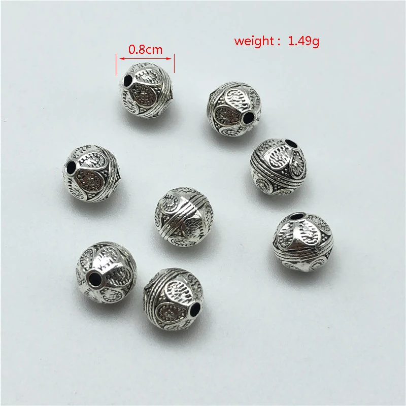 15 sztuk grawerowane okrągłe metalowe koraliki 8mm/10mm luźne koraliki do tworzenia biżuterii DIY ręcznie robiona bransoletka biżuteria akcesoria — zdjęcie 6