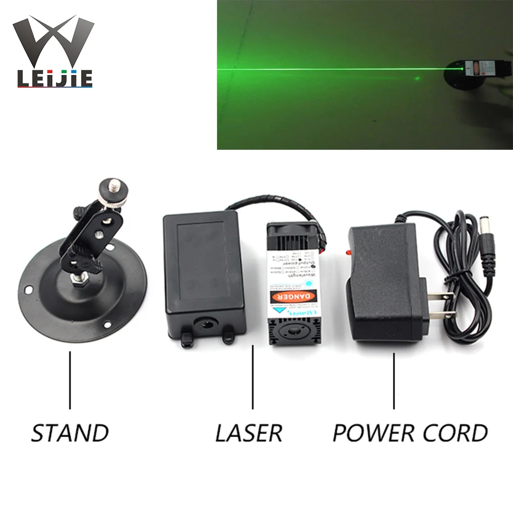 532nm 200mW 12V DOT 30*55mm High Power Green Laser Module Room Escape Laser Array Props with Fan TTL Long Time Holder Adapter