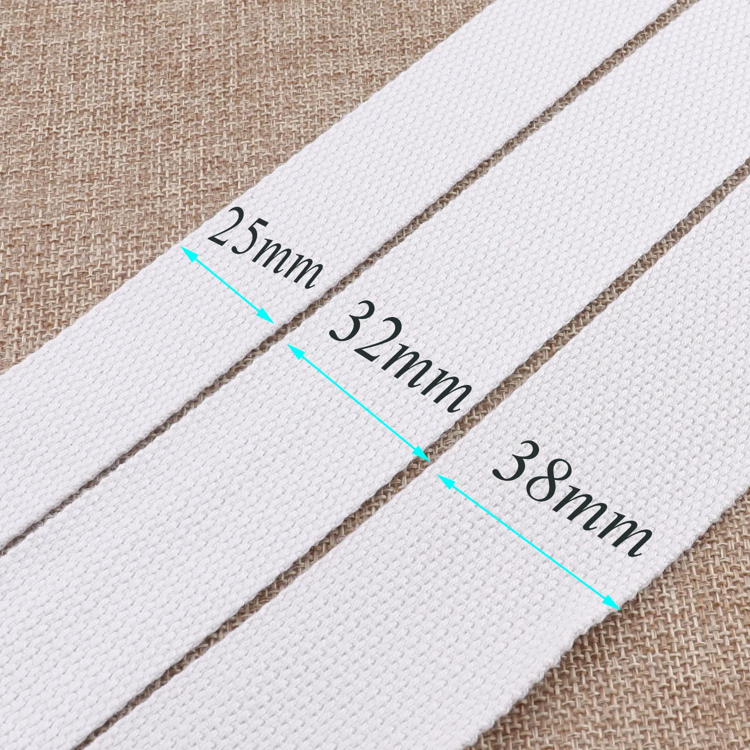 5 YARDS 25mm/32mm/38mm Solid White Webbing Ribbon Nylon Webbing Cotton Webbing Key Fob Lanyard Keychain Polyester Webbing