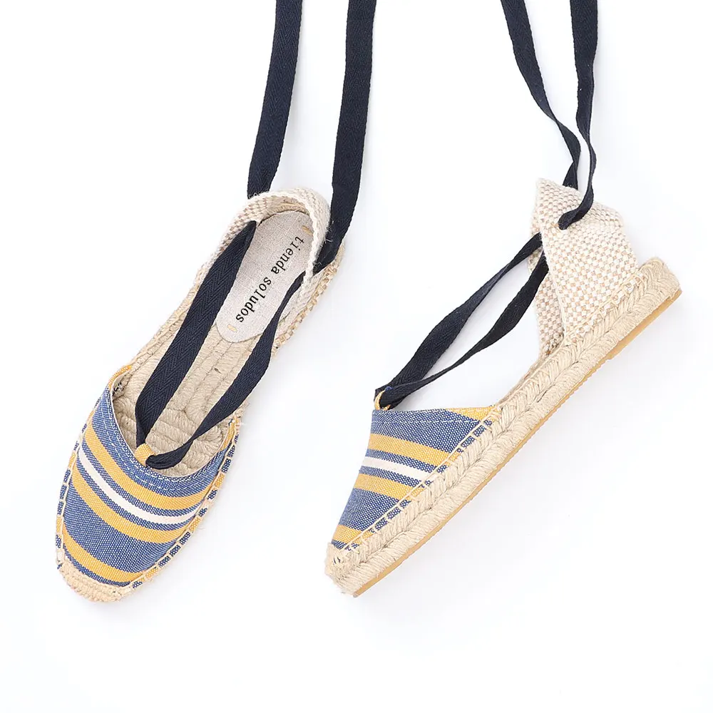 2021 Hot Sale Promotion Cotton Fabric Flat With Open Sapato Feminino Sandals Sandalias Mujer Womens Espadrilles Shoes