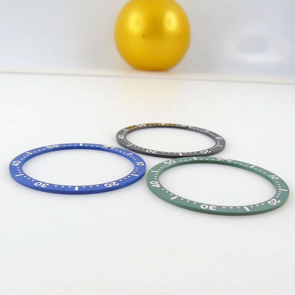 Inserto de anillo biselado de reloj de cerámica plana de 38mm para movimiento SKXOO7, piezas de reloj de pulsera de Color negro/azul/verde