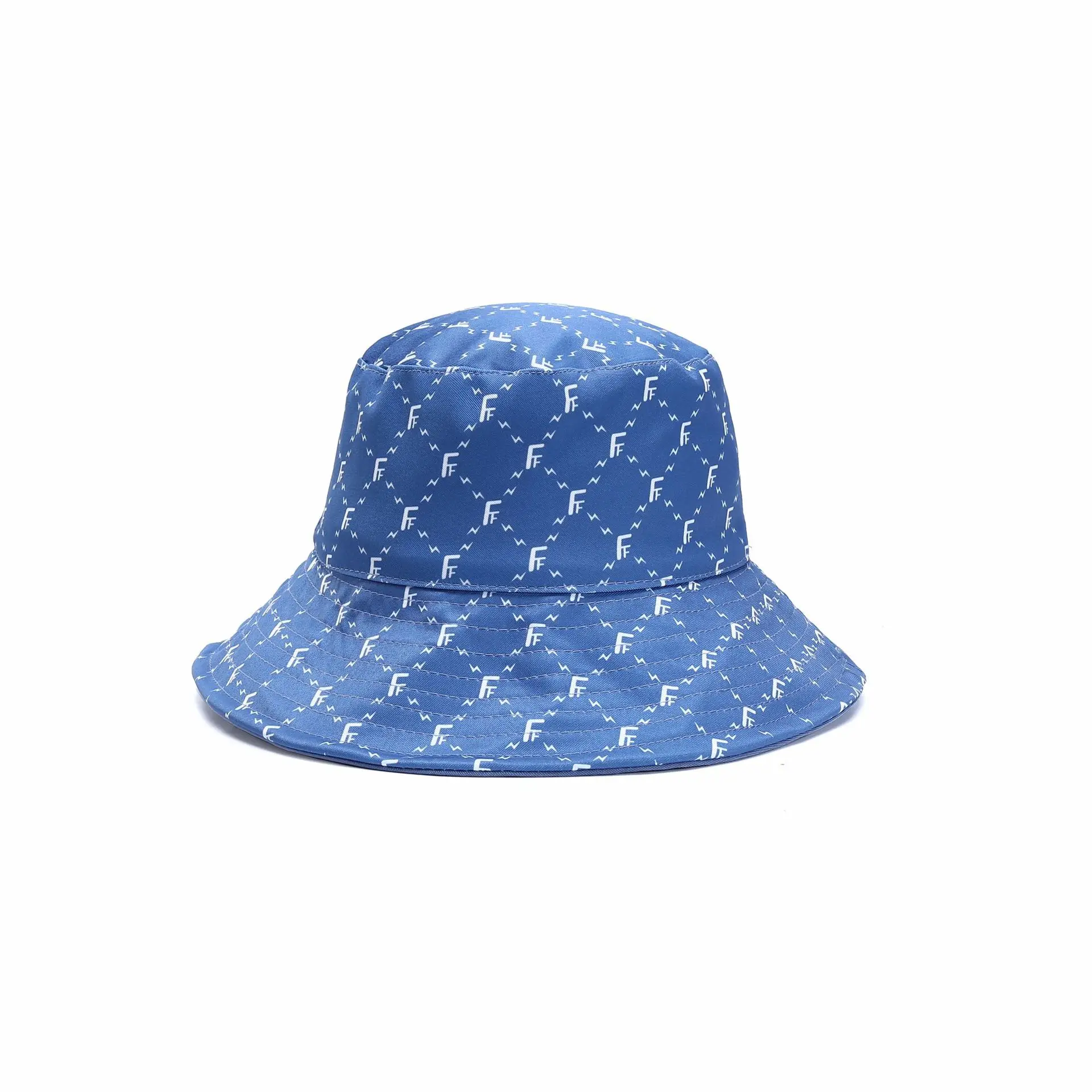 Summer dome satin sunscreen bucket hat with large brim, monogram printed double-sided sunshade fisherman hat