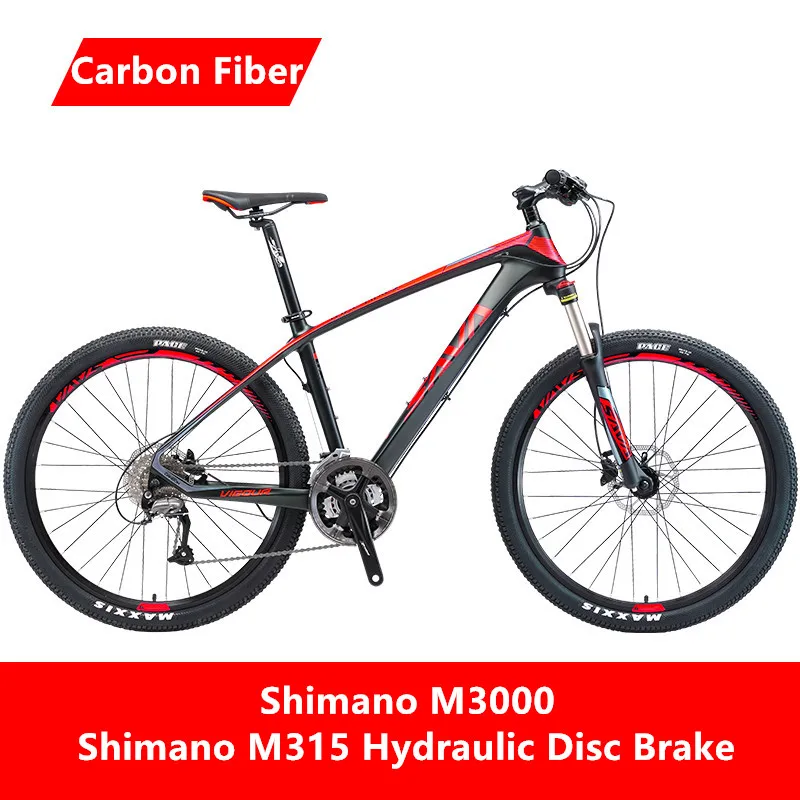 New Brand Mountain Bike Carbon Fiber Frame SHIMAN0 M370/3000 27 Speed M315 Hydraulic Disc Brake Lockable Suspension MTB Bicycle