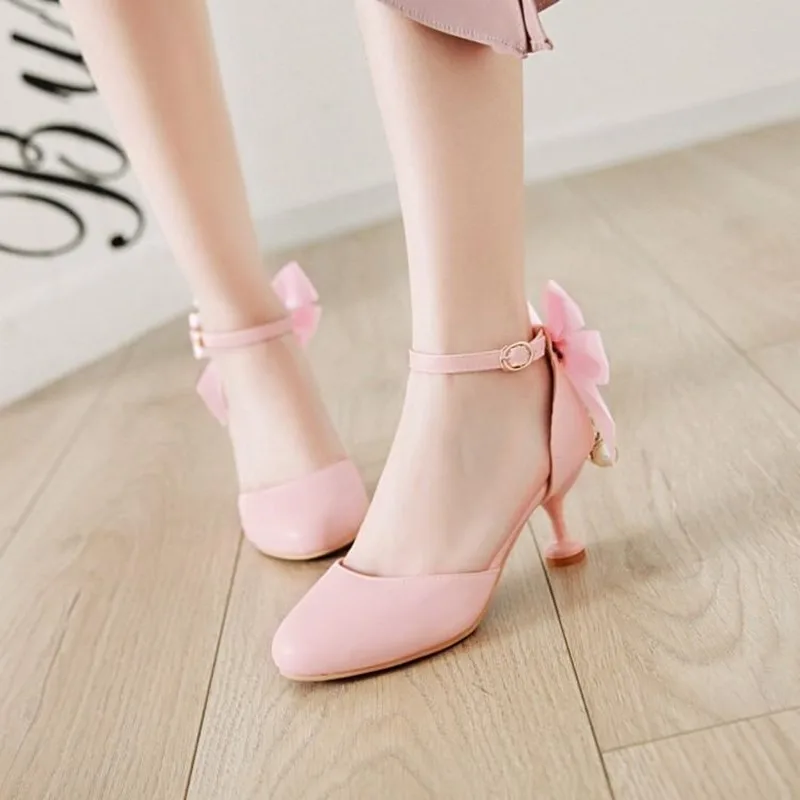 Female cat heel shoes sweet bow fairy Lolita women's shoes kawaii girl tea party princess kawaii shoes pointed retro lace