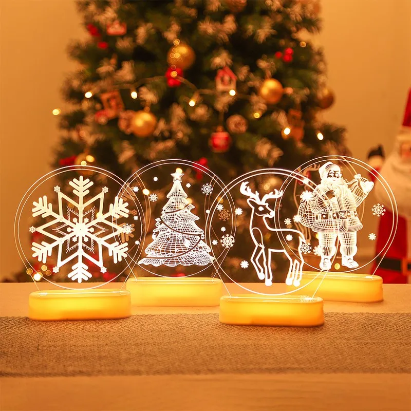 Christmas Tree Elk Santa Claus Led Night Lights Christmas Decorations for Home 2021 Christmas Ornament Navidad Noel Xmas Gifts