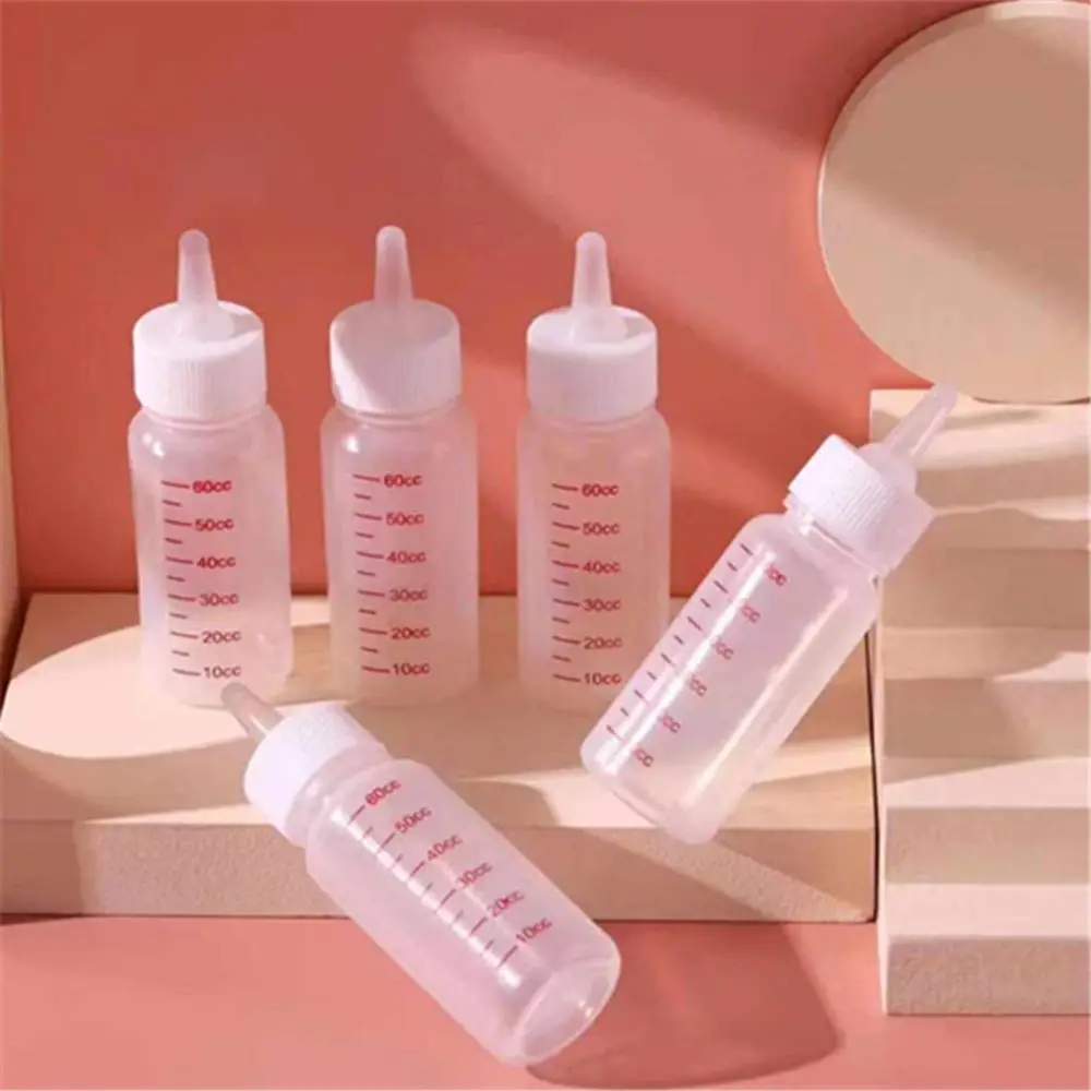 60ml Pet Nursing Milk Bottle Kits Nursing Bottle Replacement Mini Nipple Pet Feeding Bottle for Newborn Kittens Puppies Rabbits