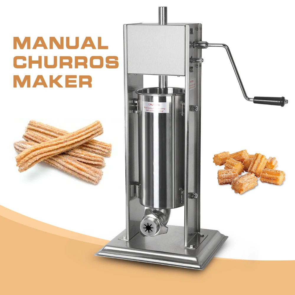 Manual Churros Maker 5L 4 Nozzles Stainless Steel Snacks Machine  Vertical Spanish Churrera Machine Commercial Heavy Duty LNG-5