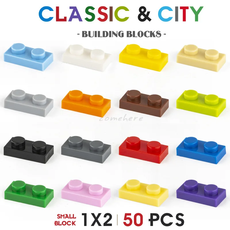 

1x2 DIY Building Blocks Bulk City Classic Bricks MOC Assembly Model Figures Kids Educational Toys For Children 50pcs