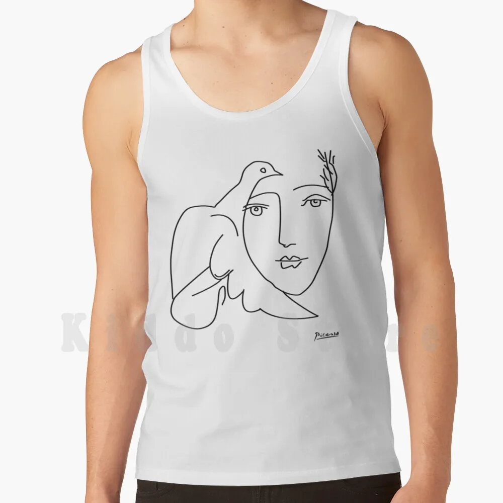 Picasso Sketch Line ''women And Dove'' Tank Tops Vest 100% Cotton Picasso Pablo Picasso Dogs Art Cubism Surrealism