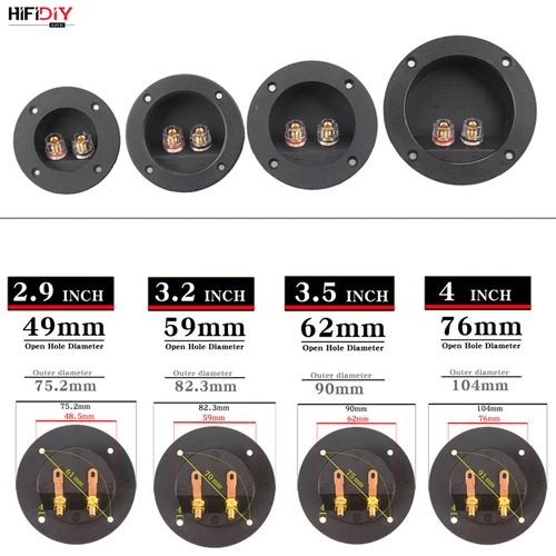 Imagen 1 del producto HIFIDIY LIVE círculo cuadrado (agujero de instalación 49-76) caja de conexiones de altavoz carcasa de Terminal 2 conector de Cable de poste de unión de cobre