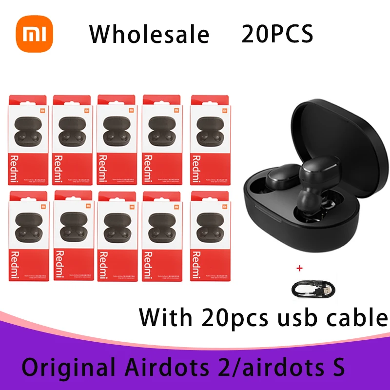 20 Pcs Xiaomi Redmi Airdots 2 Airdots S Earbuds True Wireless Earphone Bluetooth 5.0 Noise Reductio Headset With Mic Tws