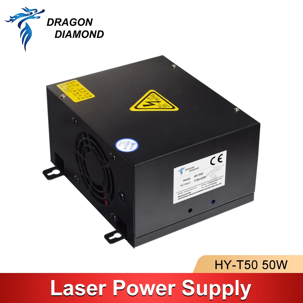 HY-T50 50W Zasilacz lasera CO2 110V/220V do grawerowania rur laserowych CO2 Seria T / W