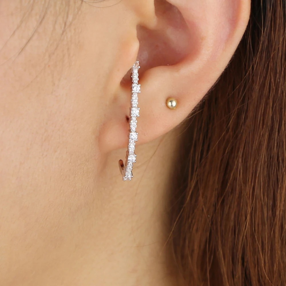 gold silver color micro pave white cz Long bar stud earring simple geometric women fashion jewelry wholesale image 6