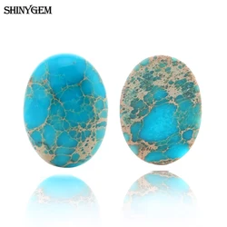 ShinyGem 10pcs 13x18mm Oval Blue Sea Sediment Natural Cabochon Stone For DIY Jewelry Accessories With Inlaid Ring Bracelet