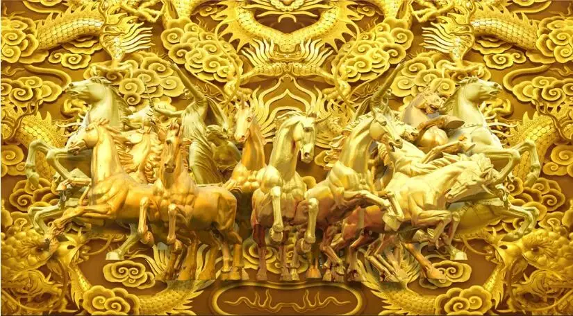 Aangepaste Gouden Draak Foto Papel De Parede 3d Muurschildering Behang Voor Muren 3 D Landschap Huisdecoratie Muurstickers Woonkamer