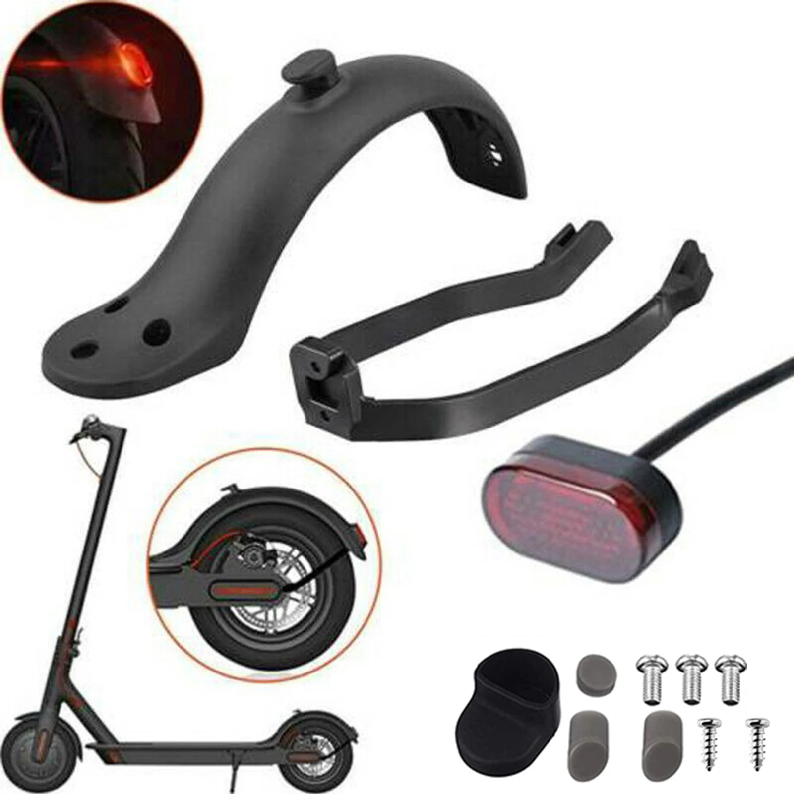 Rear Mudguard Fender Guard Bracket Hook Taillight Set For Xiaomi M365 1 SPro 2 Electric Scooter Fender Mud Guards Bracket