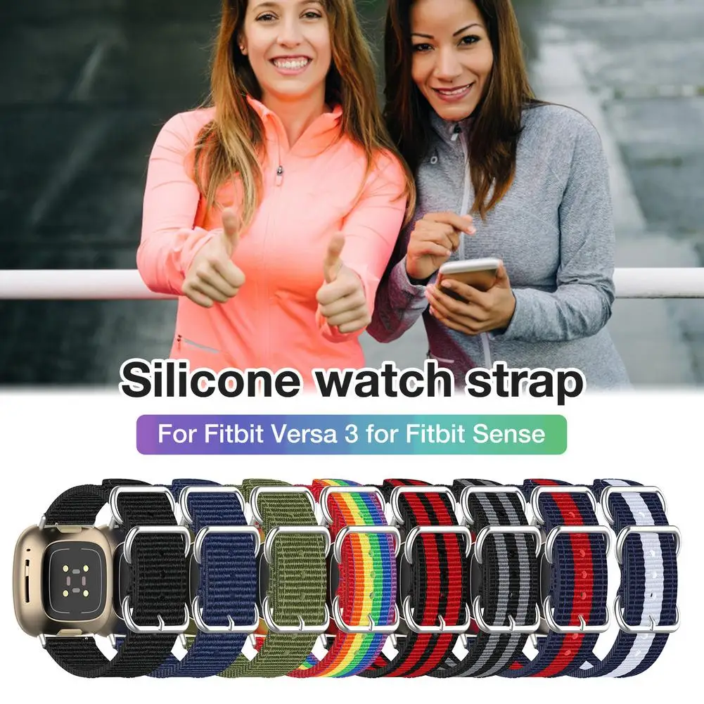 Pulseiras de relógio para fitbit versa 3 fitbit sense pulseira de pulso banda lona substituição pulseira relógio inteligente acessórios