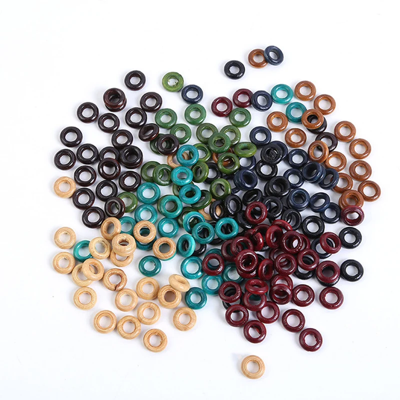 100pcs/lot 13mm Wood Hair Braid Rings Accessories Clips for Women and Girls Dreadlocks Beads Set