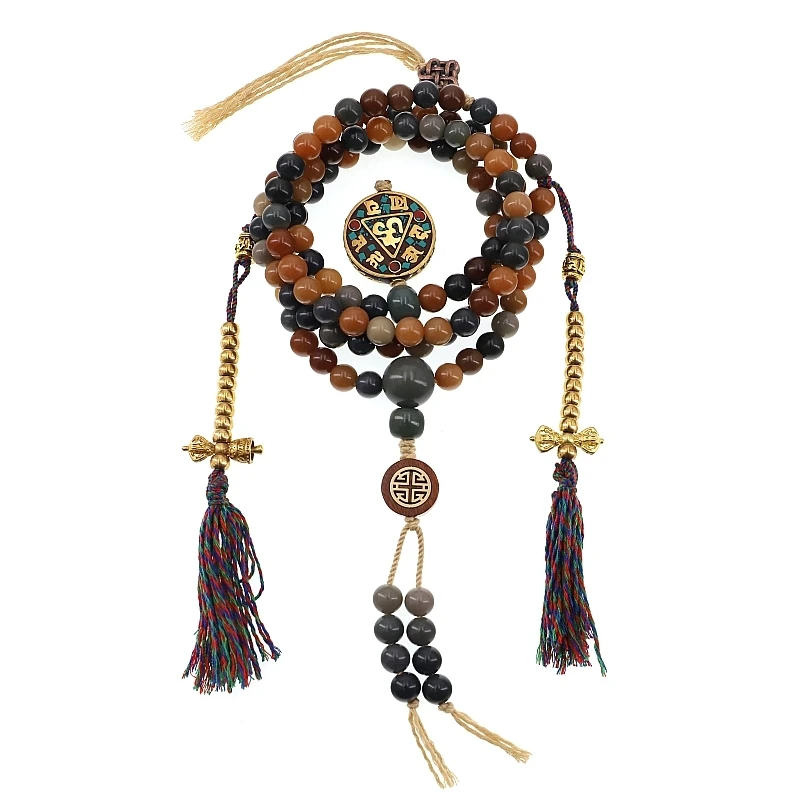 Blessed Tibetan Mala Nepalese Amulet Designer Buddhist 108 Prayer Beads Natural Talipot Palm Seeds Mala Buddhist Prayer Rosary